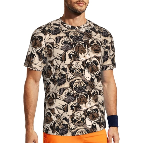 Wukai Cute French Bulldog Print Men's Short-Sleeved Mesh T-Shirt,Quick-Dry Short Sleeve Workout T-Shirt-3X-Large