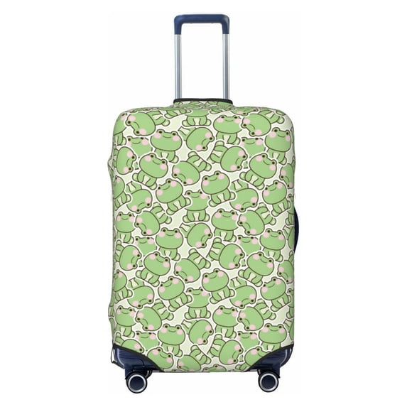 Wukai Cute Frog Elastic Luggage Cover: Personalized Protection for Your Suitcase - Fits 19~29-inch, Washable & Durable Travel Companion-Small