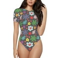 thumbnail image 1 of Naloa Daisies Flowers Women's Short-Sleeved Onesie, One-Piece Swimsuit for Parties, dates, clubs - Medium, 1 of 9