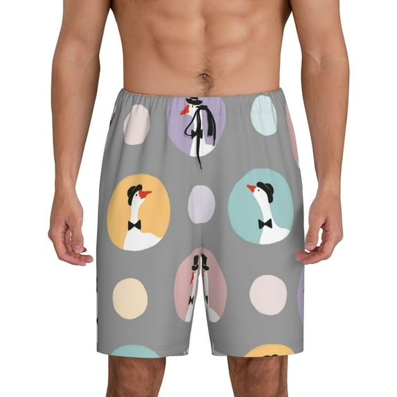 Wukai Cute Geese Men’s Short Pajama Pants With Pockets Soft Sleep Pj Shorts for Men-X-Large