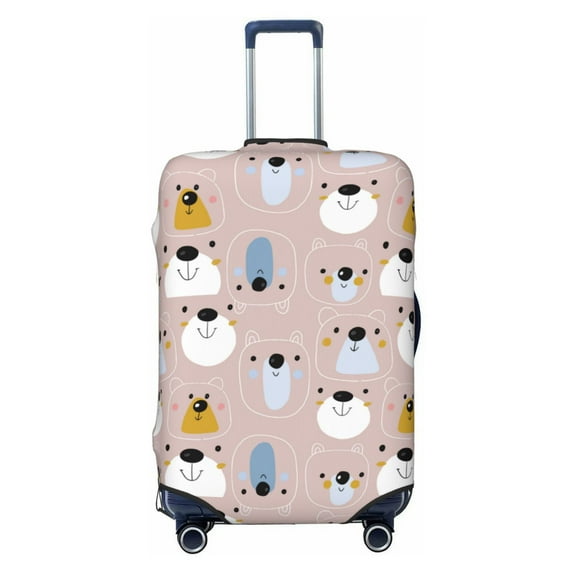 Wukai Cute Hand Drawn Bear Elastic Luggage Cover: Personalized Protection for Your Suitcase - Fits 19~29-inch, Washable & Durable Travel Companion-Small