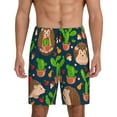 thumbnail image 1 of Wukai Cute Hedgehogs Cactus Blue Men’s Short Pajama Pants With Pockets Soft Sleep Pj Shorts for Men-Medium, 1 of 6