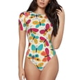 thumbnail image 1 of Naloa Colorful Butterflies Women's Short-Sleeved Onesie, One-Piece Swimsuit for Parties, dates, clubs - Medium, 1 of 9