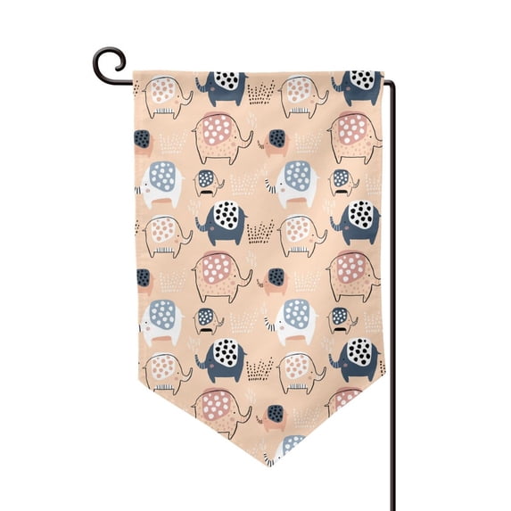 Wukai Cute Ink Drawn Elephants Print Garden Flag 12.5x18 Inch Double Sided Sun-resistant Rain-resistant, Wrinkle-resistant Colorfast(Only Flag)