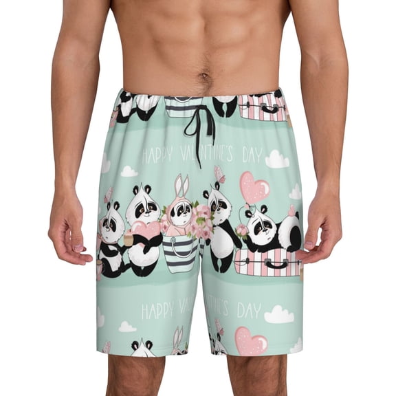 Wukai Cute Panda Men’s Short Pajama Pants With Pockets Soft Sleep Pj Shorts for Men-3X-Large