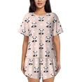 thumbnail image 1 of "Wukai Cute Panda Women's Pajama Set - Short-Sleeve Top and Shorts with Elastic Waistband and Pockets for Loungewear, Yoga, and Casual Wear-Small, 1 of 8