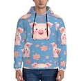 thumbnail image 1 of Wukai Cute Pig Flowers Print Men Hoodies Fleece Sweatshirts Long Sleeve Sweaters Pullover Fall Outfits Winter Clothes-Small, 1 of 7
