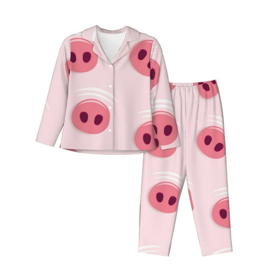 Wukai Cute Pig Nose Print Women's Pajama Set - Soft Long Sleeve Sleepwear for Comfort and Style-XX-Large