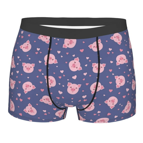 Wukai Cute Pig Print Men’s Underwear Breathable Boxer Briefs, Moisture Wicking & Breathable-XX-Large