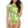 thumbnail image 1 of Naloa Kiwi Lemon Women's Short-Sleeved Onesie, One-Piece Swimsuit for Parties, dates, clubs - X-Large, 1 of 9
