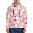 thumbnail image 1 of Wukai Cute Pink Snowman Cat Print Men Hoodies Fleece Sweatshirts Long Sleeve Sweaters Pullover Fall Outfits Winter Clothes-Small, 1 of 7