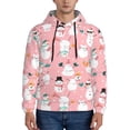 thumbnail image 1 of Wukai Cute Pink Snowman Cat Print Men Hoodies Fleece Sweatshirts Long Sleeve Sweaters Pullover Fall Outfits Winter Clothes-XX-Large, 1 of 7