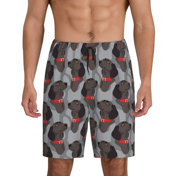 Wukai Cute Puppy Black Men’s Short Pajama Pants With Pockets Soft Sleep Pj Shorts for Men-4X-Large