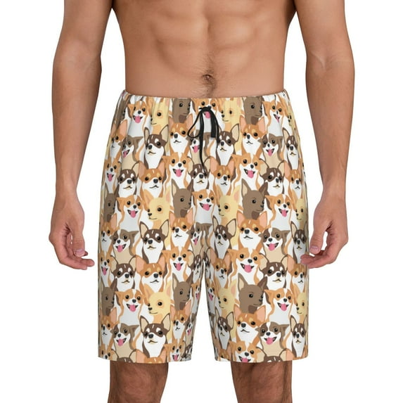 Wukai Cute Puppy Men’s Short Pajama Pants With Pockets Soft Sleep Pj Shorts for Men-