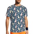 thumbnail image 1 of Wukai Cute Rabbit Floral Print Men's Short-Sleeved Mesh T-Shirt,Quick-Dry Short Sleeve Workout T-Shirt-XX-Large, 1 of 8
