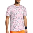 thumbnail image 1 of Wukai Cute Rabbit Flower Print Men's Short-Sleeved Mesh T-Shirt,Quick-Dry Short Sleeve Workout T-Shirt-Large, 1 of 8
