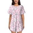 thumbnail image 1 of "Wukai Cute Rabbit Flower Women's Pajama Set - Short-Sleeve Top and Shorts with Elastic Waistband and Pockets for Loungewear, Yoga, and Casual Wear-Large, 1 of 8