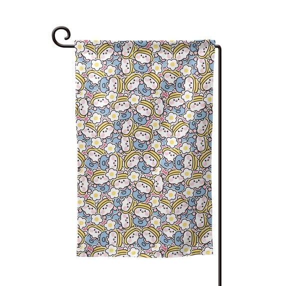 Wukai Cute Rabbit Print Garden Flag 12.5x18 Inch Double Sided Sun-resistant Rain-resistant, Wrinkle-resistant Colorfast(Only Flag)