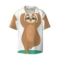 thumbnail image 1 of Wukai Cute Sloth In Yoga Pose Tree Men's Casual Short-Sleeve Button Down Shirt - Lightweight Summer Dress Shirt for Daily Wear-Medium, 1 of 7