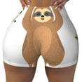 thumbnail image 1 of Wukai Cute Sloth In Yoga Pose Tree Print Pack Biker Shorts for Women Yoga Workout Gym Running Scrunch Active Shorts-Large, 1 of 8