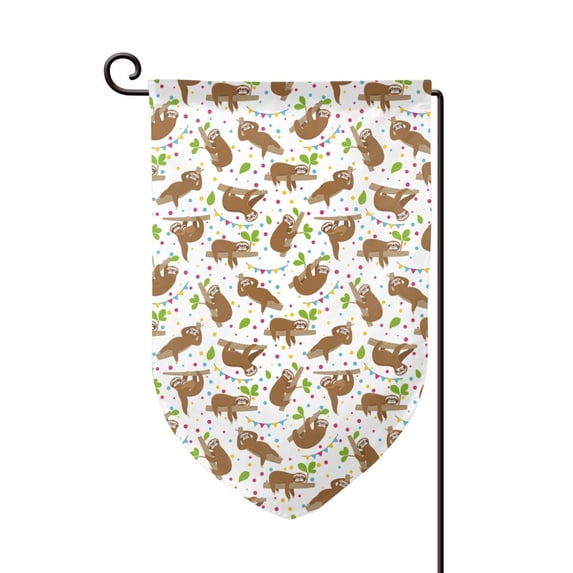 Wukai Cute Sloth Print Garden Flag 12.5x18 Inch Double Sided Sun-resistant Rain-resistant, Wrinkle-resistant Colorfast(Only Flag)