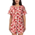 thumbnail image 1 of Wukai Cute Strawberry Women's Pajama Set,Short-Sleeve Top and Shorts with Elastic Waistband and Pockets for Loungewear, Yoga, and Casual Wear-Small, 1 of 8