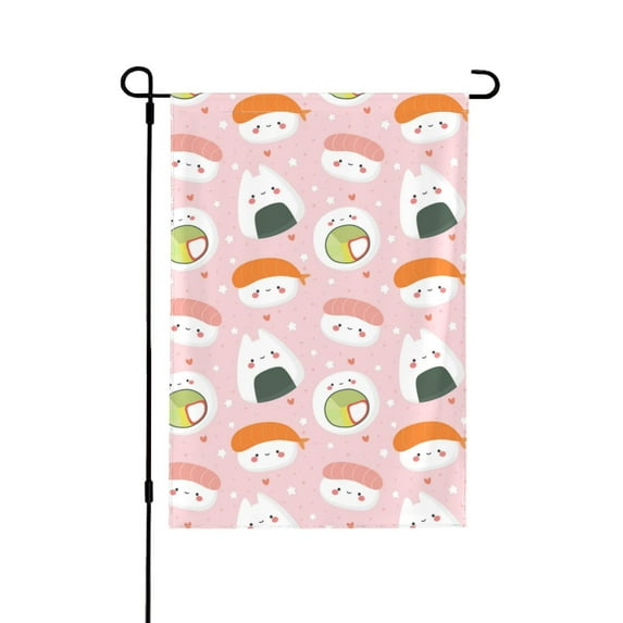 Wukai Cute Sushi Garden Flags Double Sided Welcome Garden Yard House Flags Outside Outdoor House (Only Flag)