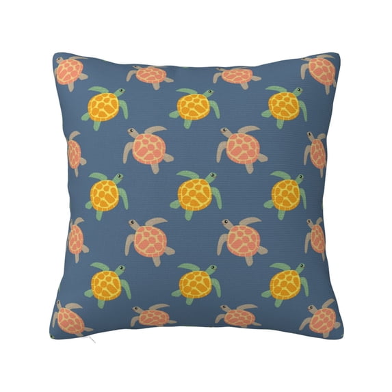 Wukai Cute Turtle Premium Polyester Fleece Pillow Covers with Hidden Zipper Closure,Luxuriously Soft and Durable-24"x24"