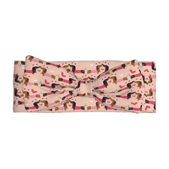 Wukai Dachshund Couple Print Baby Bow Headband for Newborn Infant Baby Toddler Girls