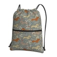 thumbnail image 1 of Wukai Dachshund Dog Bird Waterproof Drawstring Backpack with Zipper Pocket,Large Foldable Gym Bag for Women and Men, Perfect for Sports, Yoga, and Travel, 1 of 8
