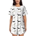 thumbnail image 1 of Wukai Dachshund Dog Print Women's Pajama Set - Short-Sleeve Top and Shorts with Elastic Waistband and Pockets for Loungewear, Yoga, and Casual Wear-3X-Large, 1 of 8