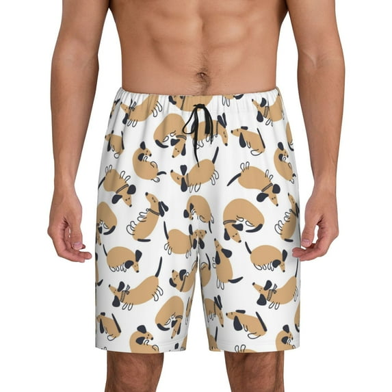 Wukai Dachshund Dog Puppy Men’s Short Pajama Pants With Pockets Soft Sleep Pj Shorts for Men-3X-Large