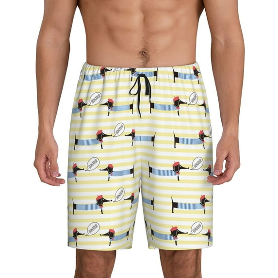 Wukai Dachshund Dog Puppy Men’s Short Pajama Pants With Pockets Soft Sleep Pj Shorts for Men-XX-Large