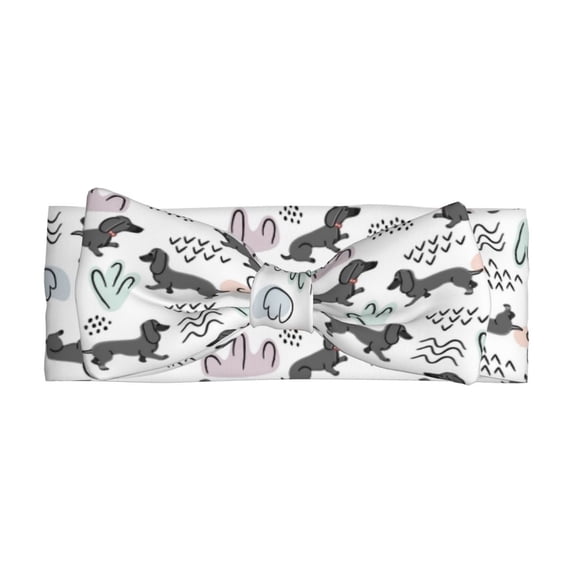 Wukai Dachshund Dog Puppy Print Baby Bow Headband for Newborn Infant Baby Toddler Girls