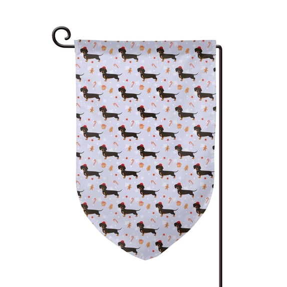 Wukai Dachshund Dog Puppy Print Garden Flag 12.5x18 Inch Double Sided Sun-resistant Rain-resistant, Wrinkle-resistant Colorfast(Only Flag)