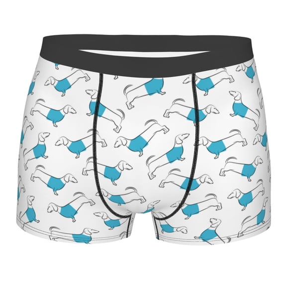 Wukai Dachshund Dog Puppy Print Men’s Underwear Breathable Boxer Briefs, Moisture Wicking & Breathable-Small