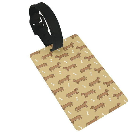 Wukai Dachshund Dog Puppy Stylish and Durable Travel Luggage Tags: Waterproof PVC Rubber, Easy Attachment, Bold Lettering for Quick Identification