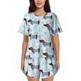 thumbnail image 1 of Wukai Dachshund Dog Puppy Women's Pajama Set,Short-Sleeve Top and Shorts with Elastic Waistband and Pockets for Loungewear, Yoga, and Casual Wear-Large, 1 of 8