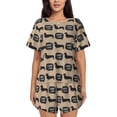 thumbnail image 1 of "Wukai Dachshund Dog Woof Women's Pajama Set - Short-Sleeve Top and Shorts with Elastic Waistband and Pockets for Loungewear, Yoga, and Casual Wear-4X-Large, 1 of 8