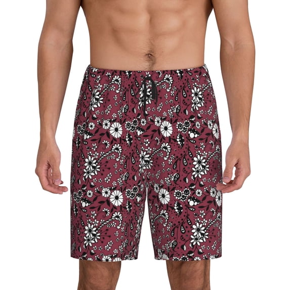 Wukai Daisies Flowers Men’s Short Pajama Pants With Pockets Soft Sleep Pj Shorts for Men-3X-Large