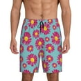 thumbnail image 1 of Wukai Daisies Flowers Men’s Short Pajama Pants With Pockets Soft Sleep Pj Shorts for Men-Small, 1 of 6