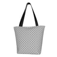 thumbnail image 1 of Vsdgher Gray Plaid print Reusable Shopping Grocery Bags for Women Shopping with Pouch Foldable Pouch Lightweight Polyester Fabric, 1 of 6