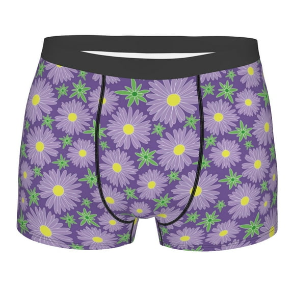 Wukai Daisies Flowers Print Men’s Underwear Breathable Boxer Briefs, Moisture Wicking & Breathable-Large
