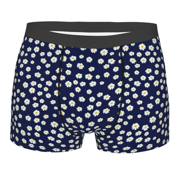 Wukai Daisies Flowers Print Men’s Underwear Breathable Boxer Briefs, Moisture Wicking & Breathable-X-Large