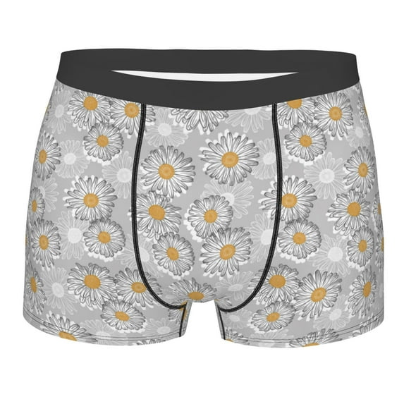 Wukai Daisies Flowers Print Men’s Underwear Breathable Boxer Briefs, Moisture Wicking & Breathable-X-Large
