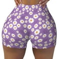 thumbnail image 1 of Wukai Daisies Flowers Print Pack Biker Shorts for Women Yoga Workout Gym Running Scrunch Active Shorts-Large, 1 of 8