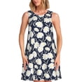 thumbnail image 1 of Wukai Daisies Flowers Print Women's Sleeveless Dress, Loose Fit Casual Dress for Women, Comfortable Sleeveless Summer Dress, 1 of 7