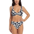 thumbnail image 1 of Wukai Daisies Flowers Women's Bikini Set Two Piece,wimsuit High Waisted V Neck Twist Front Adjustable Spaghetti Straps Bathing Suit-Medium, 1 of 7