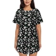 thumbnail image 1 of "Wukai Daisies Flowers Women's Pajama Set - Short-Sleeve Top and Shorts with Elastic Waistband and Pockets for Loungewear, Yoga, and Casual Wear-Large, 1 of 8