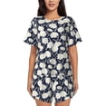thumbnail image 1 of Wukai Daisies Flowers Women's Pajama Set,Short-Sleeve Top and Shorts with Elastic Waistband and Pockets for Loungewear, Yoga, and Casual Wear-XX-Large, 1 of 8